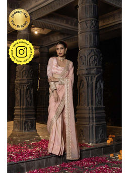 MONK & MEI - Blush Pink Hansini Pre-Draped Saree with Stitched Blouse