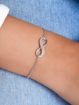 Zavya - Infinity Charm Rhodium Plated 925 Sterling Silver Bracelet