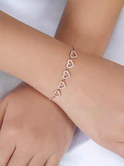 Zavya - Heart Rose Gold Plated 925 Sterling Silver Bracelet