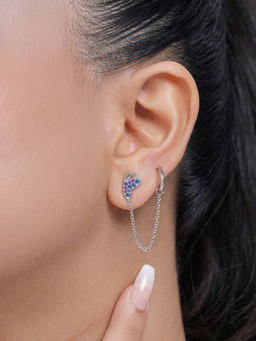 Zavya - Cascading Brilliance Rhodium Plated 925 Sterling Silver Earrings