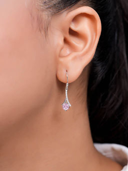 Zavya - Crystal Charm Rhodium Plated 925 Sterling Silver Earrings