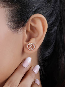 Zavya - Intertwined Hearts Rose Gold Plated 925 Sterling Silver Earrings