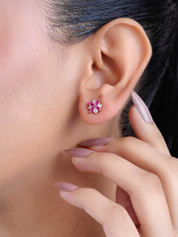 Zavya - Floral Rose Gold Plated 925 Sterling Silver Earrings