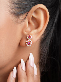 Zavya - Twirling Bloom Rose Gold Plated 925 Sterling Silver Earrings