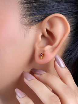 Zavya - Red Teardrop Gold Plated 925 Sterling Silver Earrings
