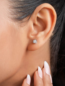 Zavya - Rose Essence Rhodium Plated 925 Sterling Silver Earrings