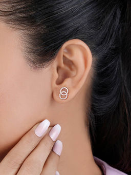 Zavya - Twirling Circles Rose Gold Plated 925 Sterling Silver Earrings