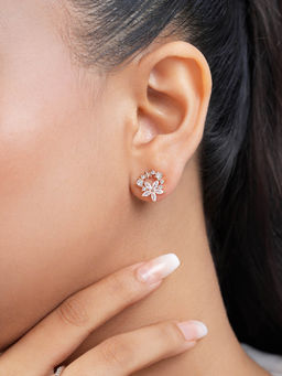 Zavya - Dewdrop Bloom Rose Gold Plated 925 Sterling Silver Earrings