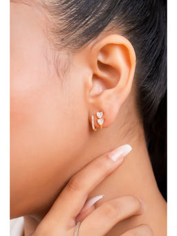 Zavya - Twin Hearts Rose Gold Plated 925 Sterling Silver Earrings