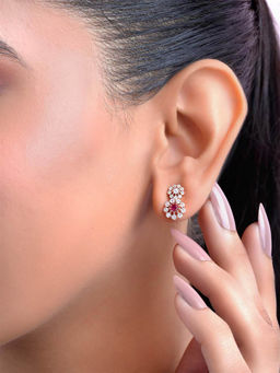 Zavya - Ravishing Drop Rose Gold Plated 925 Sterling Silver Earrings