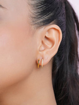 Zavya - Double Hoop Gold Plated 925 Sterling Silver Earrings