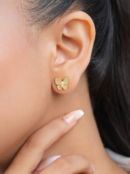 Zavya - Butterfly Gold Plated 925 Sterling Silver Earrings
