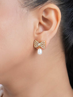 Zavya - Pearl Gold Plated 925 Sterling Silver Earrings
