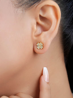 Zavya - Exquisite Floral Gold Plated 925 Sterling Silver Earrings