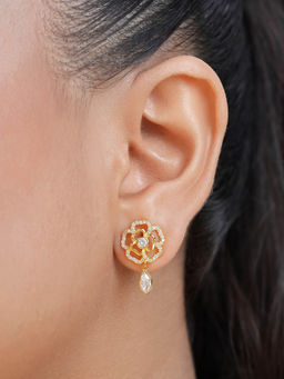 Zavya - Floral Gold Plated 925 Sterling Silver Earrings