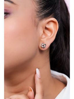 Zavya - Love Knot Rhodium Plated 925 Sterling Silver Stud Earrings