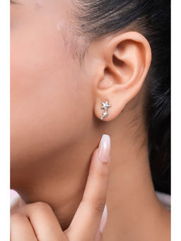 Zavya - Celestial Twinkle Rhodium Plated 925 Sterling Silver Earrings