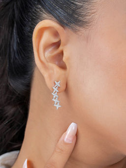 Zavya - Twinkling Stars Rhodium Plated 925 Sterling Silver Earrings