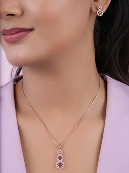 Zavya - Sparkling Rose Gold Plated 925 Sterling Silver Jewellery Set