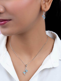 Zavya - Shimmering Trail Rhodium Plated 925 Sterling Silver Jewellery Set