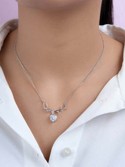 Zavya - Deer Rhodium Plated 925 Sterling Silver Necklace
