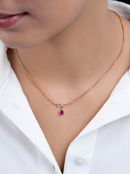 Zavya - Purple Drop Rose Gold Plated 925 Sterling Silver Necklace