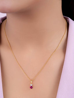 Zavya - Red Heart Gold Plated 925 Sterling Silver Necklace
