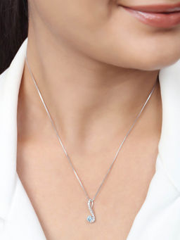 Zavya - Elegant Rhodium Plated 925 Sterling Silver Pendant Necklace