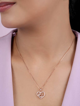 Zavya - Heart Rose Gold Plated 925 Sterling Silver Pendant Necklace