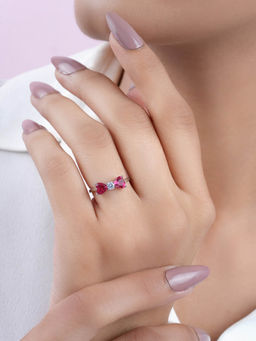 Zavya - Bow Heart Rhodium Plated 925 Sterling Silver Ring