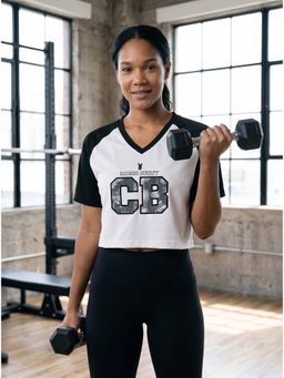 Cardio Bunny - Women's Regular Fit Crop Varsity T-Shirt