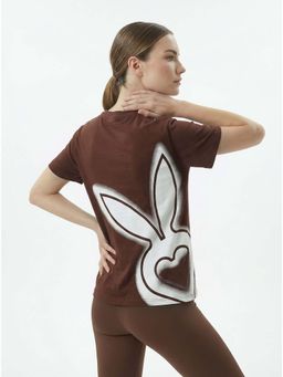 Cardio Bunny - Women's Oversized Back Printed T-Shirt Pure Cotton Drop Shoulder