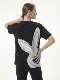 Cardio Bunny - Women's Oversized Back Printed T-Shirt Pure Cotton Drop Shoulder