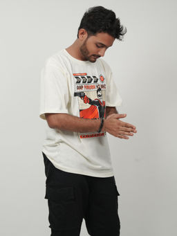 A47 - Andaz Apna Apna Crime Master Gogo Beige Oversized T-Shirt