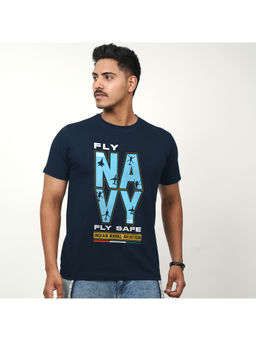 A47 - Indian Naval Aviation Fly Navy Fly Safe Navy Blue Regular Fit T-Shirt