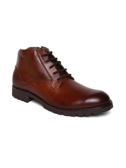 MASABIH - Ankle Length Genuine Leather Burgundy Chukka Lace Up Boots for Men