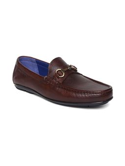 MASABIH - Genuine Milled Leather Brown Moccasin Shoes with Saddle Ornament for Men