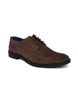 MASABIH - Suede Leather Brown Derby Lace Up Shoes for Men