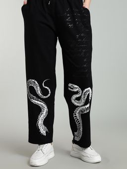 XTREMEX - Pure Cotton Black Mamba Women Loose Fit Printed Trackpant