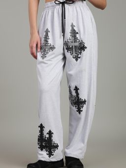 XTREMEX - Pure Cotton Cross Art Women Loose Fit Printed Trackpant