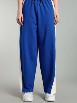 XTREMEX - Pure Cotton Edgeflow Blue Women Loose Fit Colorblocked Trackpant