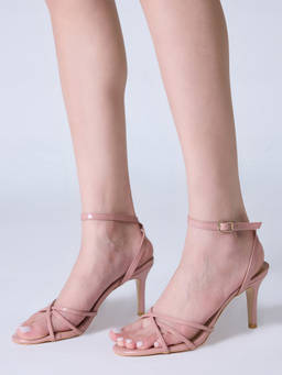 Twenty Dresses by Nykaa Fashion - Women Blush Pink Round Toe Crisscross Strappy Heels