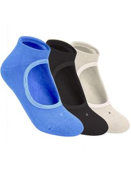 Footprints - Unisex Anti Bacterial & Anti-Skid Yoga Multi-Color Socks (Pack of 3)