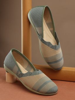 VYSTIQ - Green Stylish Knitted Juttis for Women