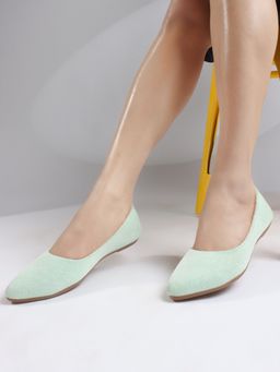 VYSTIQ - Green Elegant Textured Ballerinas for Women