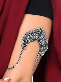 Yellow Chimes - Silver Oxidised Authentic Kolhapuri Armlets for Women