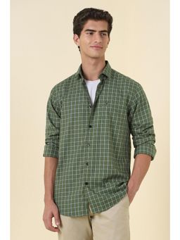 Allen Solly - Men Olive Check Full Sleeves Casual Shirt