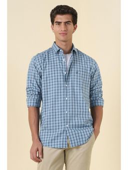 Allen Solly - Men Light Blue Regular Fit Check Full Sleeves Casual Shirt