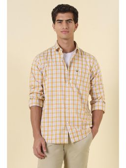 Allen Solly - Men Yellow Regular Fit Check Full Sleeves Casual Shirt