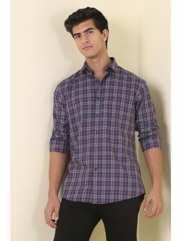 Allen Solly - Men Purple Slim Fit Check Full Sleeves Casual Shirt